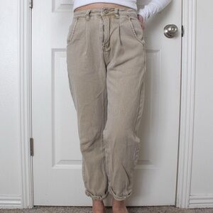 Princess Polly Beige High-Waisted Trousers